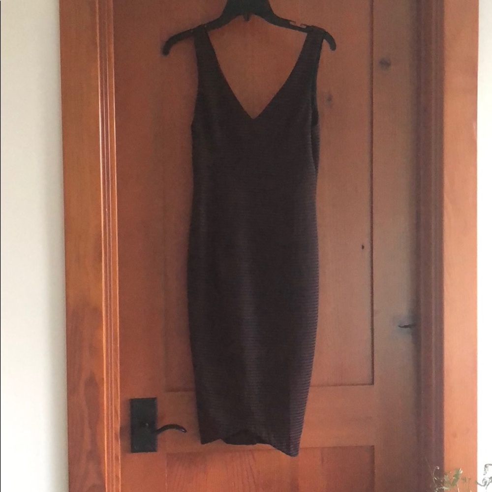 ASTR size S maroon and black striped Midi Dress
